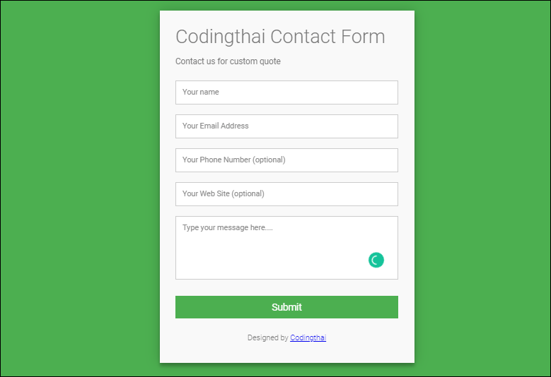Simple Contact Form using HTML and CSS 
