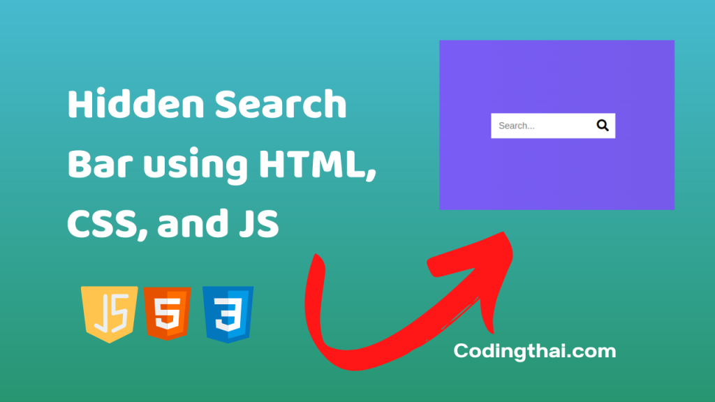 Hidden Search Bar using HTML, CSS, and JS