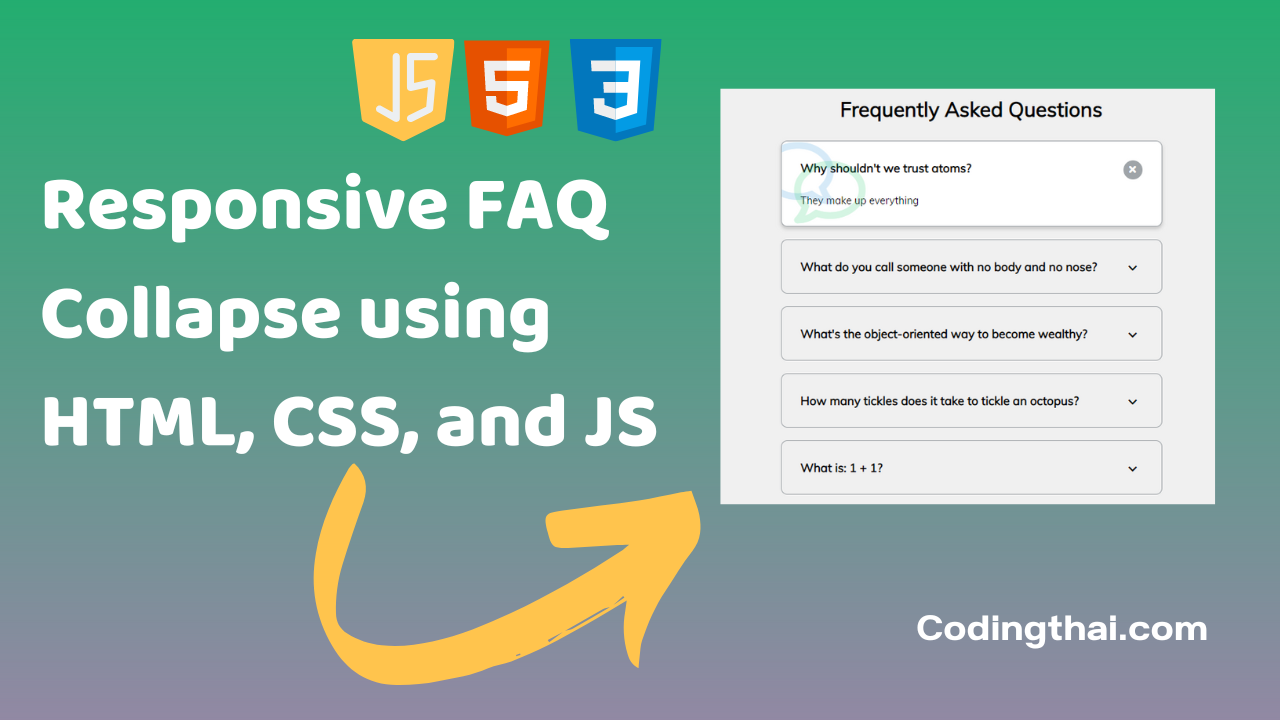 Responsive FAQ Collapse using HTML, CSS, and JS