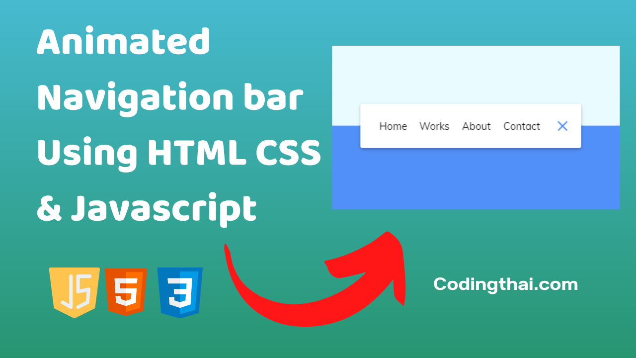 Animated Navigation Bar Using HTML CSS & Javascript