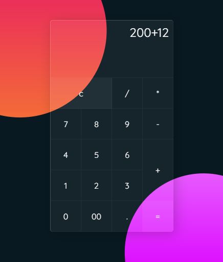 Glassmorph Calculator using HTML, CSS, and JS