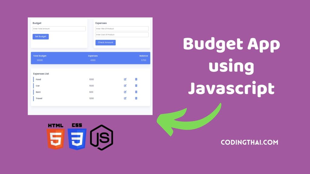 Budget App using Javascript | HTML and CSS Project
